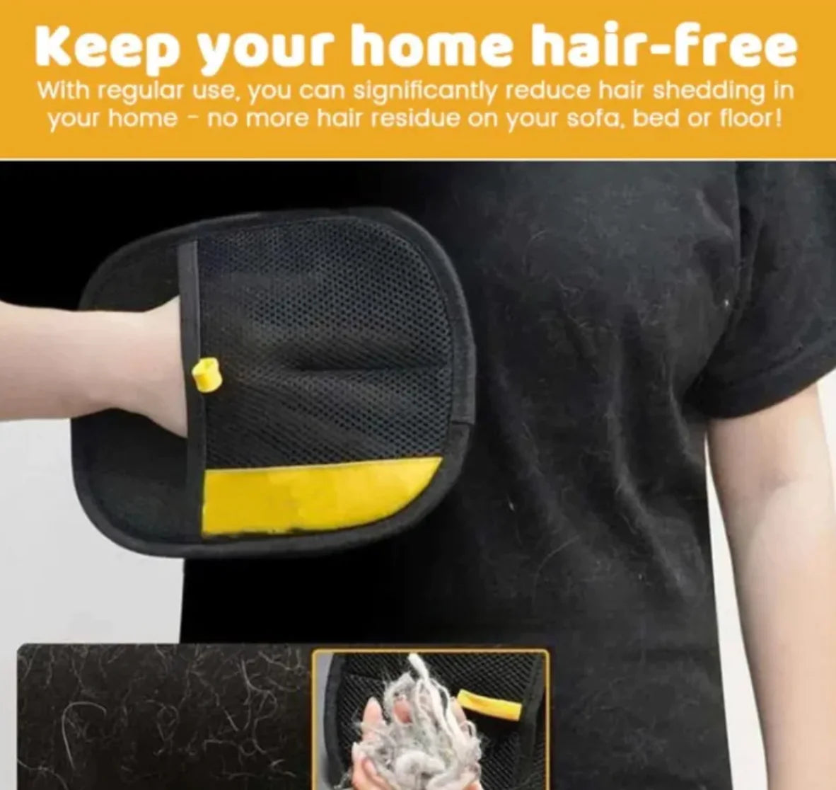 Cat Hair Removal Glove Yellow